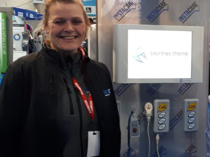 A member of InstaCare Systems who install Courtney Thorne Nurse Call System
